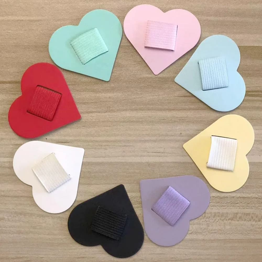 Notebook Self-adhesive Pen Holder Heart-Shaped Macaron color for Notebook Tablet Computer Shell Elastic Ring Office Supplies
