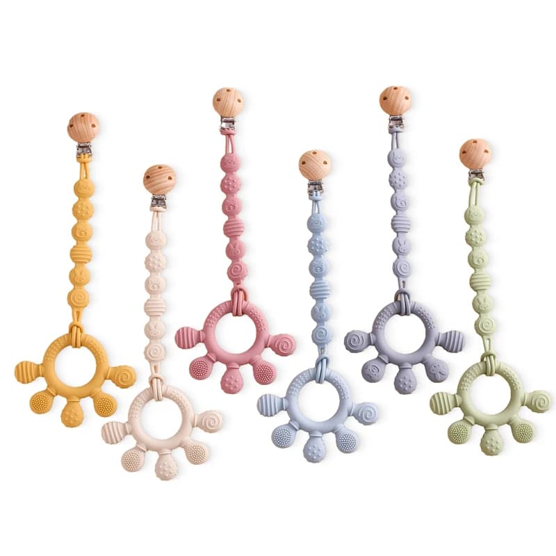 Catena per ciuccio per massaggiagengive in Silicone, massaggiagengive No BPA anello per dentizione gomma, attrezzatura per la cura del bambino utensili per la cura del bambino in Silicone