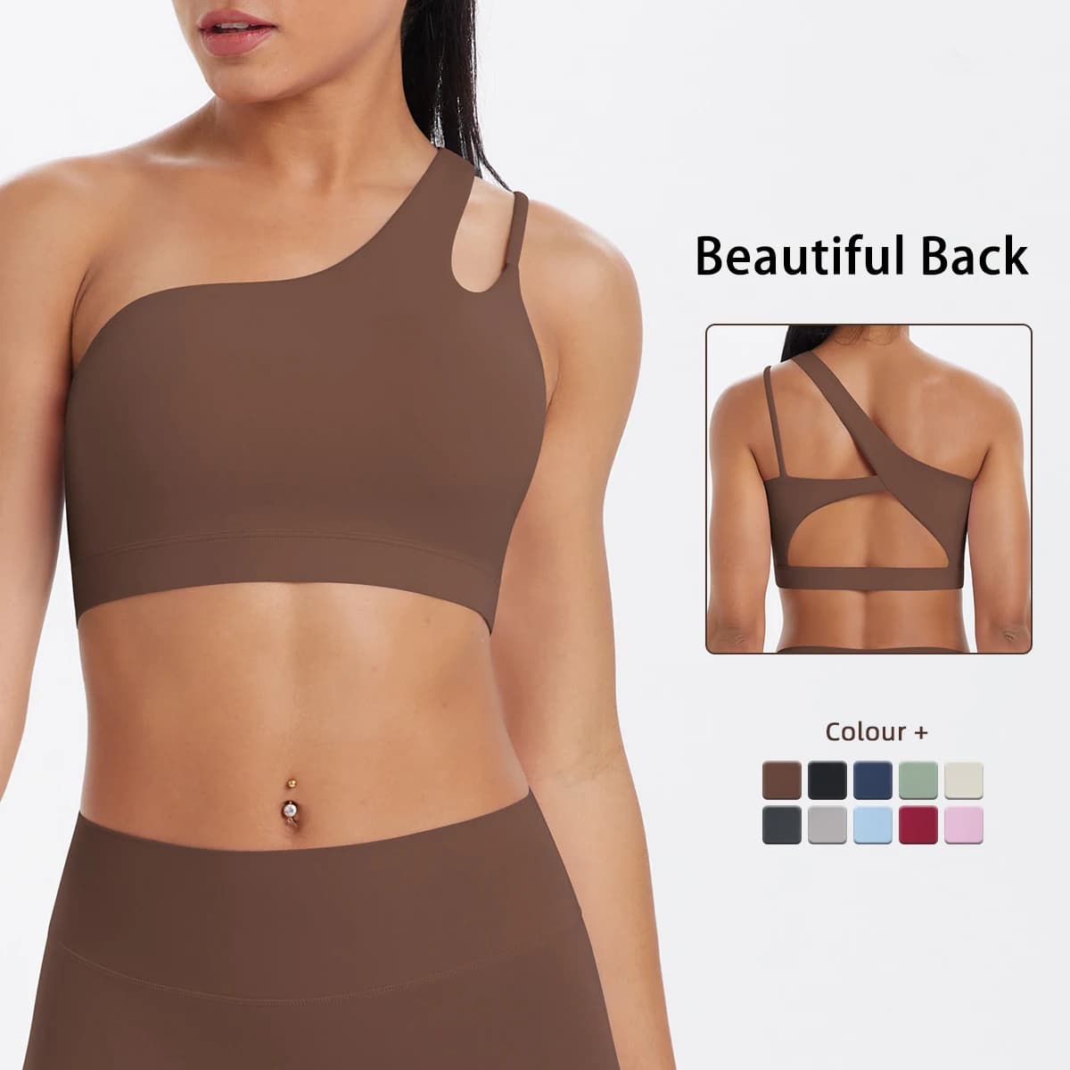 Reggiseno Yoga Estivo Hamidou da Donna con Imbottitura, Top Sportivo Anti-Shock Monospalla, Gilet Yoga Senza Schienale per Palestra