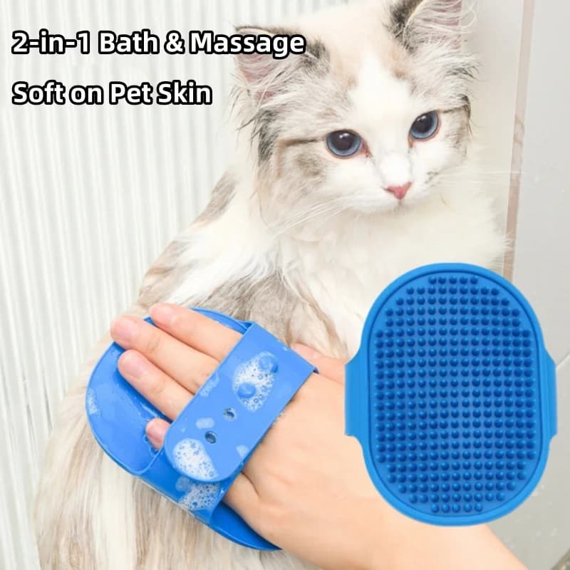 Soft Silicone Pet Bath Brush Dog Cat Grooming Shampoo Brush Adjustable Strap Massage Hair Remover Deshedding Comb for Kittens