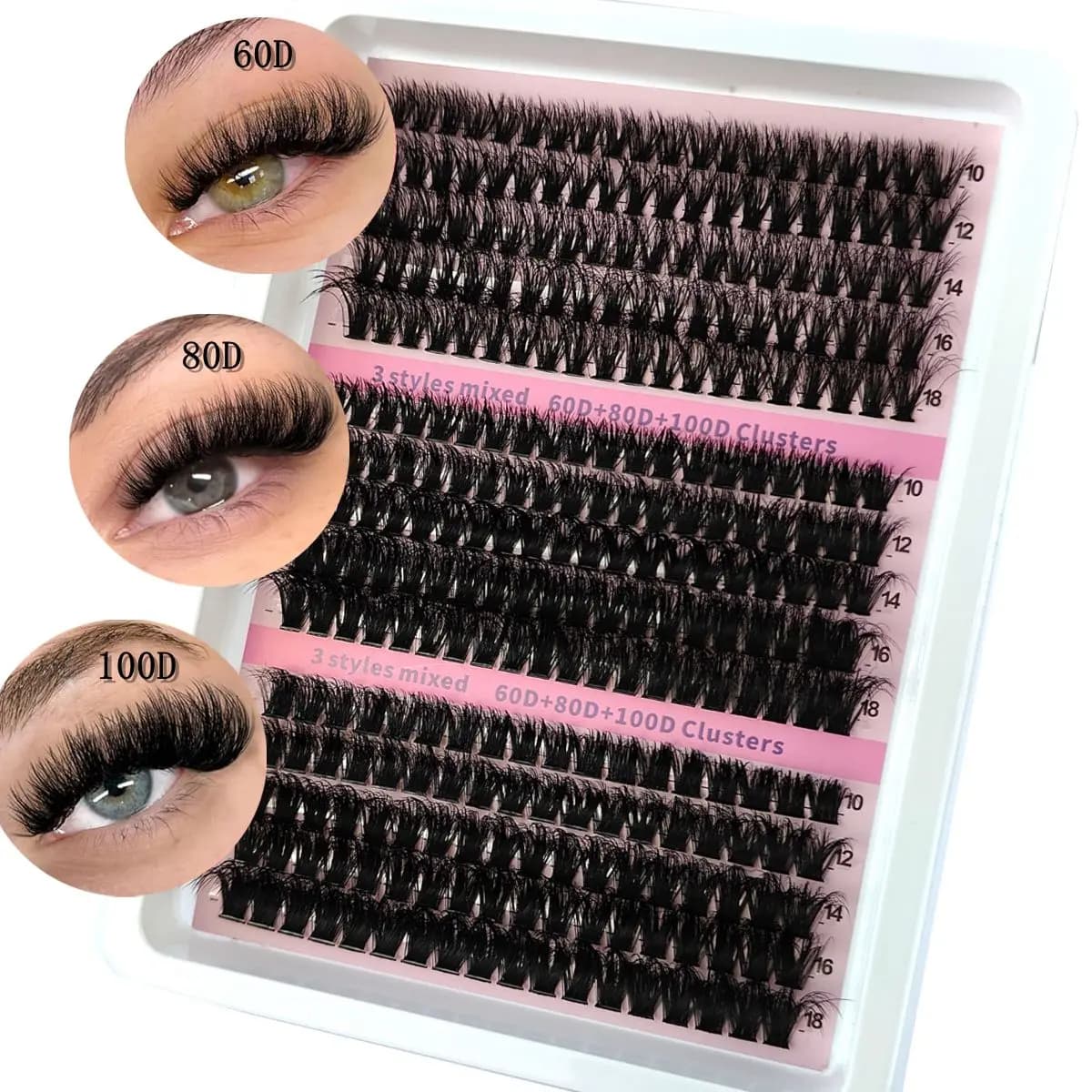HBZGTLAD 15 rows clumsy cluster eyelashes 60D-100D natural thick eyelashes D/CC/DD individual eyelash extension DIY