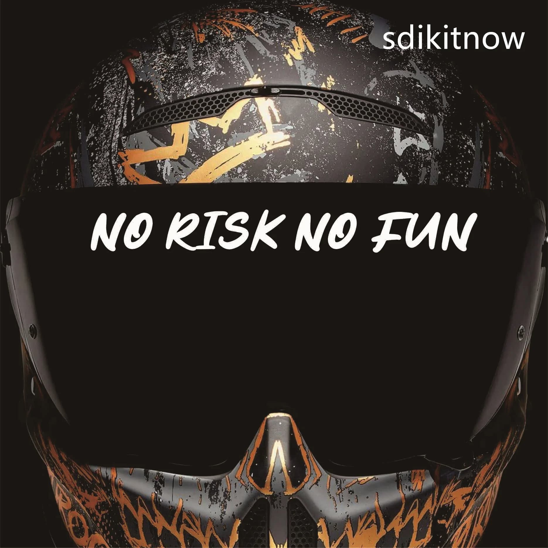 NO RESK NO FUN Waterproof Bicycle Motor Bike Bike Helmet Sticker Name Decalcomania Vinyl Custom Moto