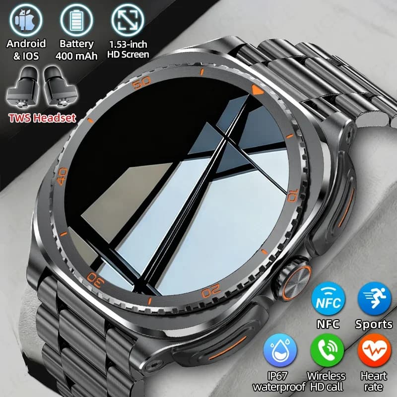 Nuovo 2026 TWS 2-in-1 Auricolare wireless Smart Watch 7 Ultra AMOLED HD Screen Smartwatch con auricolari Chiamata Bluetooth Orologi sportivi
