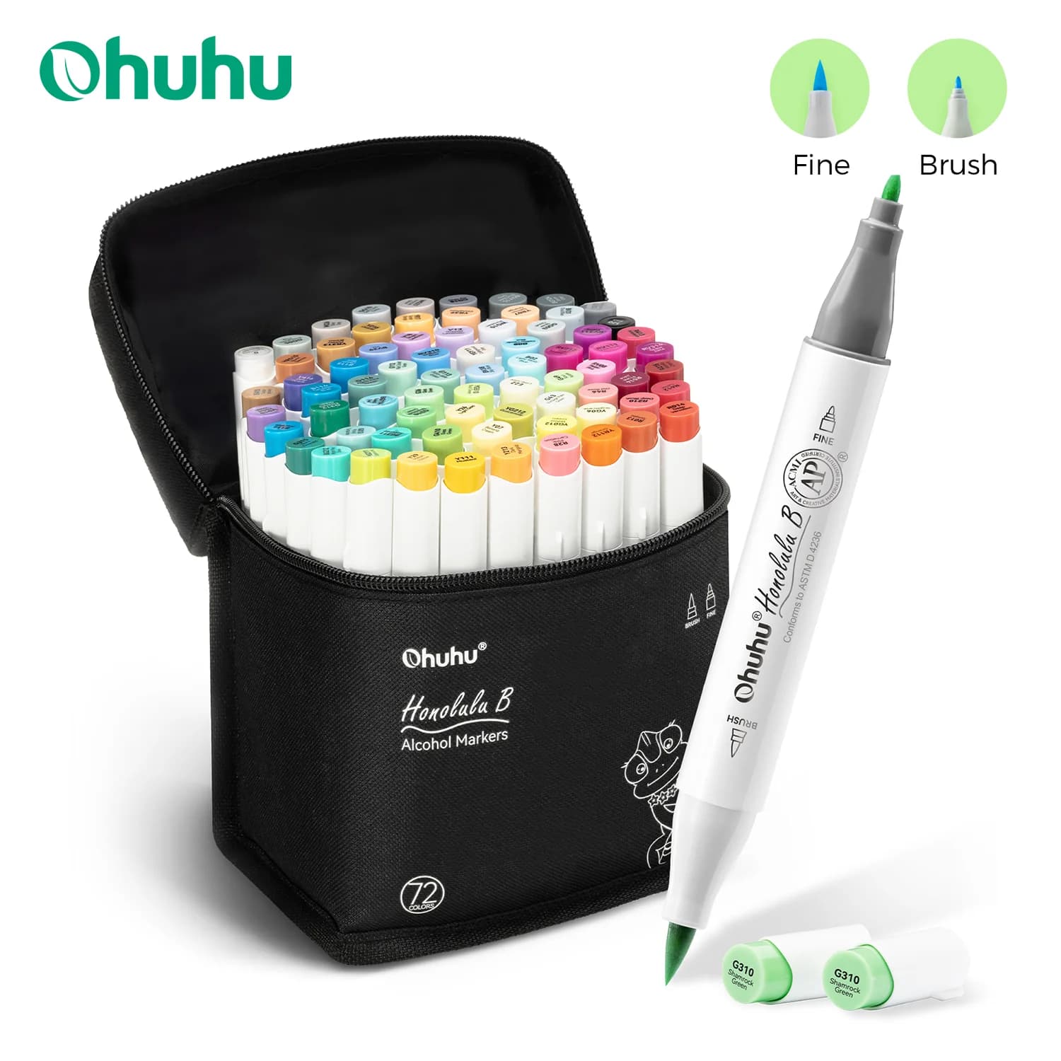 Ohuhu Honolulu B Pennarelli Set Pennarelli colorati Pennarelli artistici con alcol Doppia punta ricaricabili Schizzi Disegno Manga Materiale scolastico
