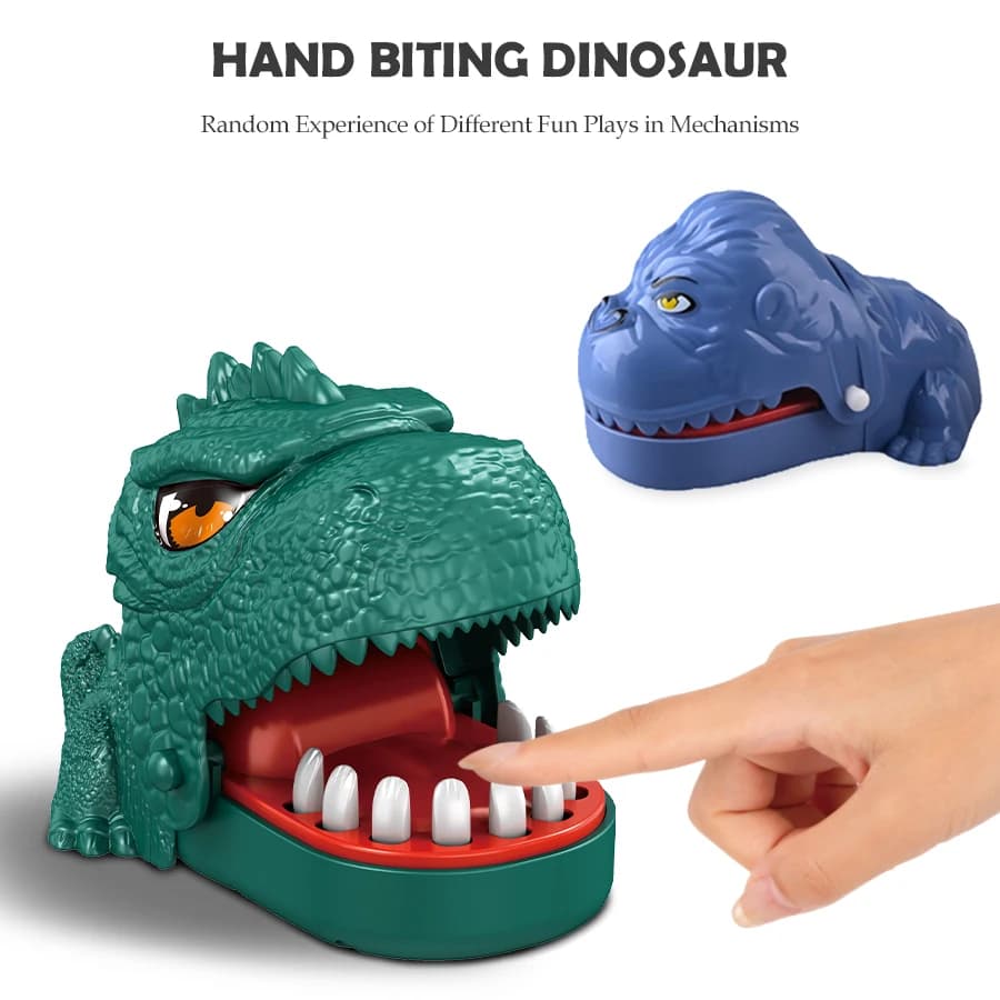 Giocattoli per dita che mordono i denti di dinosauro, giochi da tavolo da tavolo per dentisti ingannevoli regali con meccanismo casuale per ragazzi e ragazze colore casuale