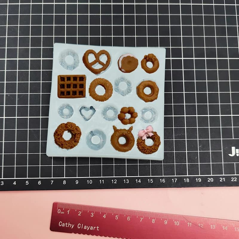 Polymer Clay Doll House Food Toy Dessert Biscuit Silicone Mold Fondant Cake Doughnut Decoration DIY Molds
