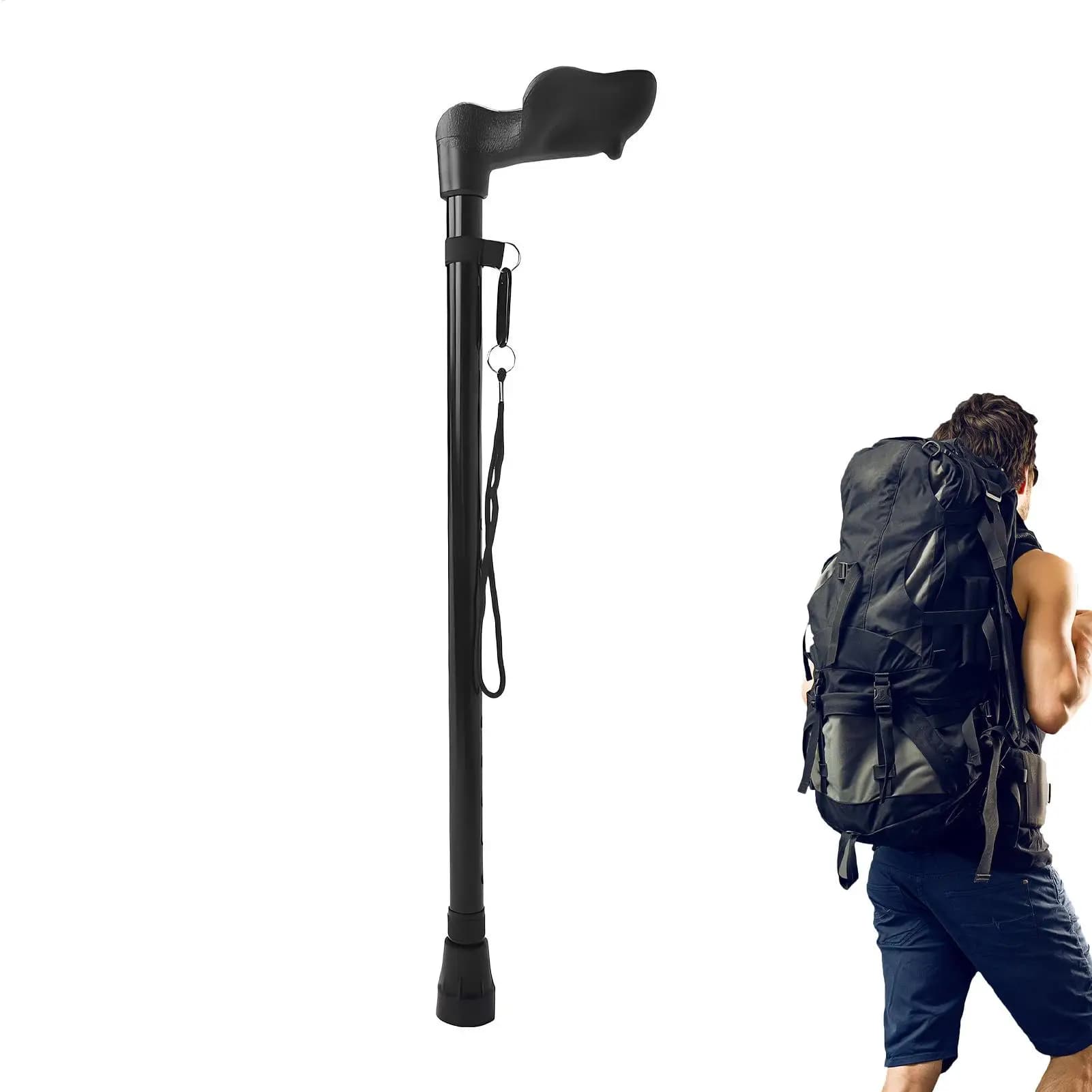 Walking Stick Ergonomic Retractable Alloy Anti Slip Outdoor Hiking Stick Walking Poles for Camping Ski Night Mountain Trail Snow