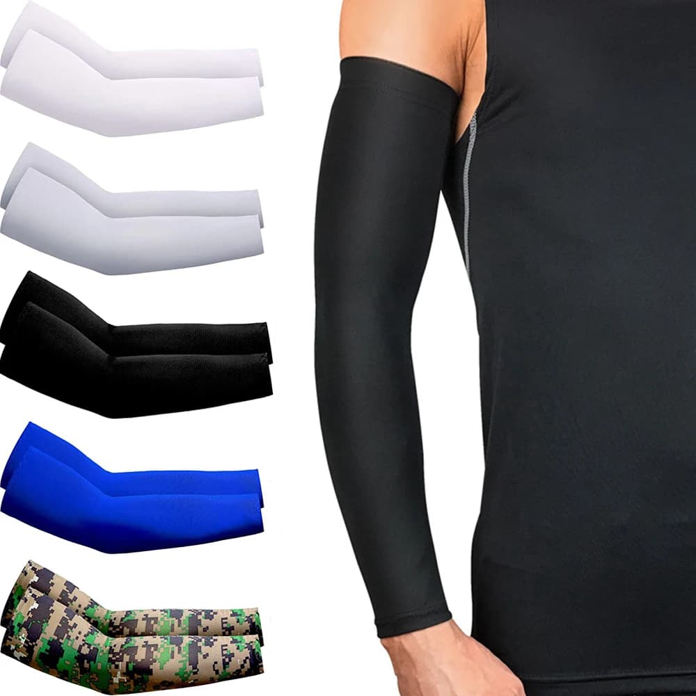 2 pezzi unisex maniche braccio rinfrescante copertura sport corsa protezione solare UV uomo all'aperto pesca ciclismo maniche per nascondere tatuaggi