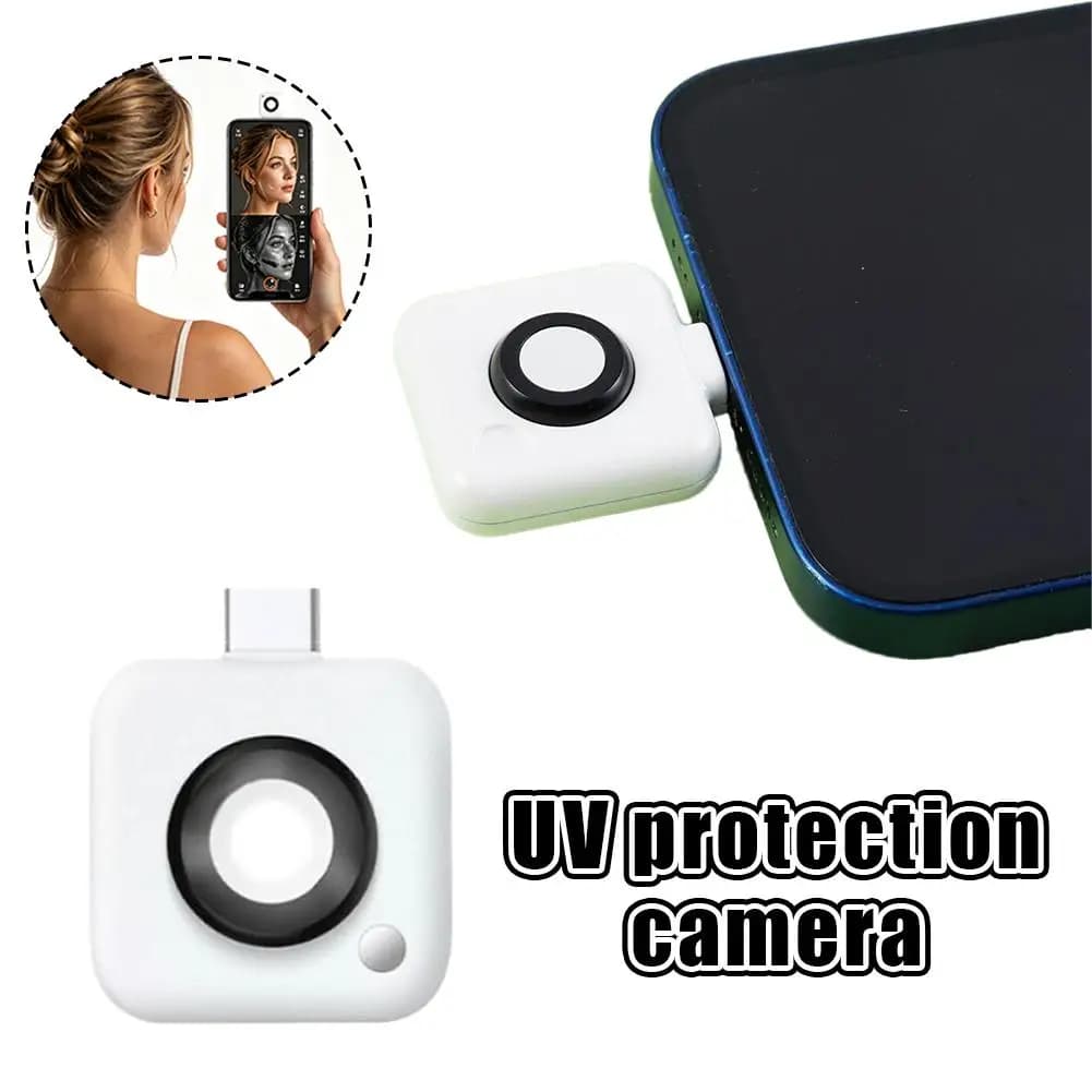 Telecamera UV portatile per la protezione solare del viso, mini rilevatore per la rimozione del trucco e test della protezione solare per iPhone e telefoni Android