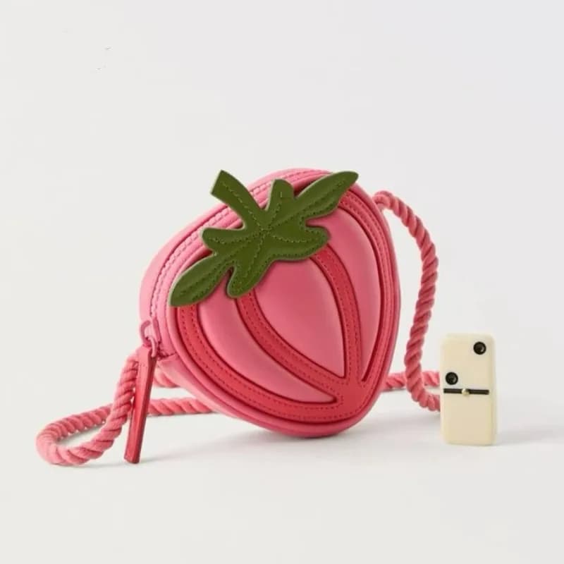 New Strawberry Shape Shoulder Bag for Girls 2026, Mini Silicone Bag with Corda Strap