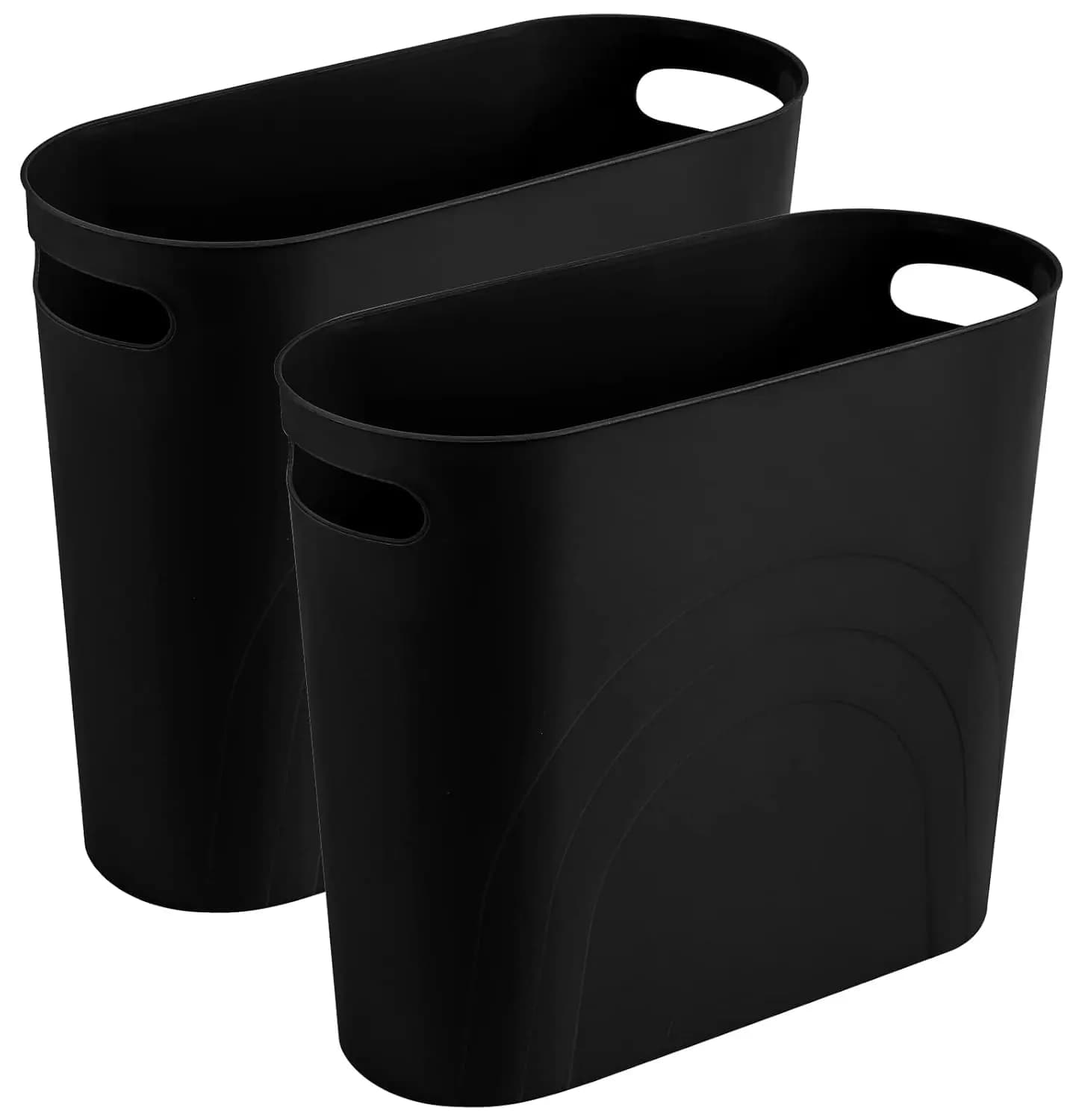 Cestino per Rifiuti Sottile con Manici, Contenitore da 3,5 Galloni per Spazi Stretti in Bagno, Camera da Letto, Cucina, Ufficio - Confezione da 2, Nero
