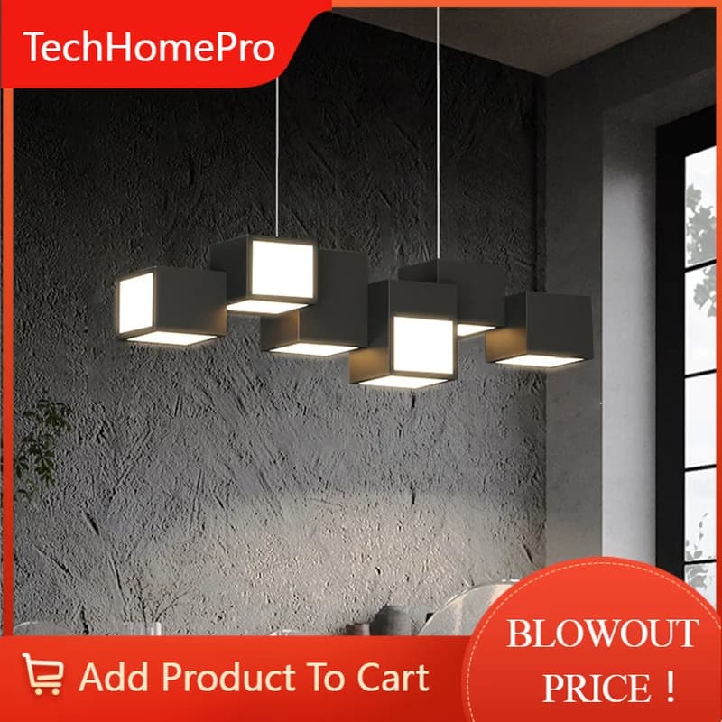 TechHPModern Pendant Light For Kitchen Island Dinning Room Black White Living Bedroom Ring Hanging Chandelier Home Decoration Le
