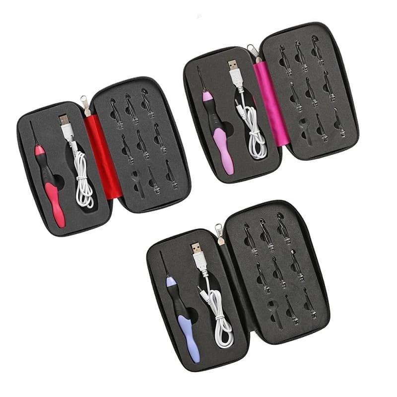 9 in 1 USB illuminano uncinetti ferri da maglia set di strumenti per cucire a LED kit di strumenti per maglione per tessitura fai da te accessori per cucire