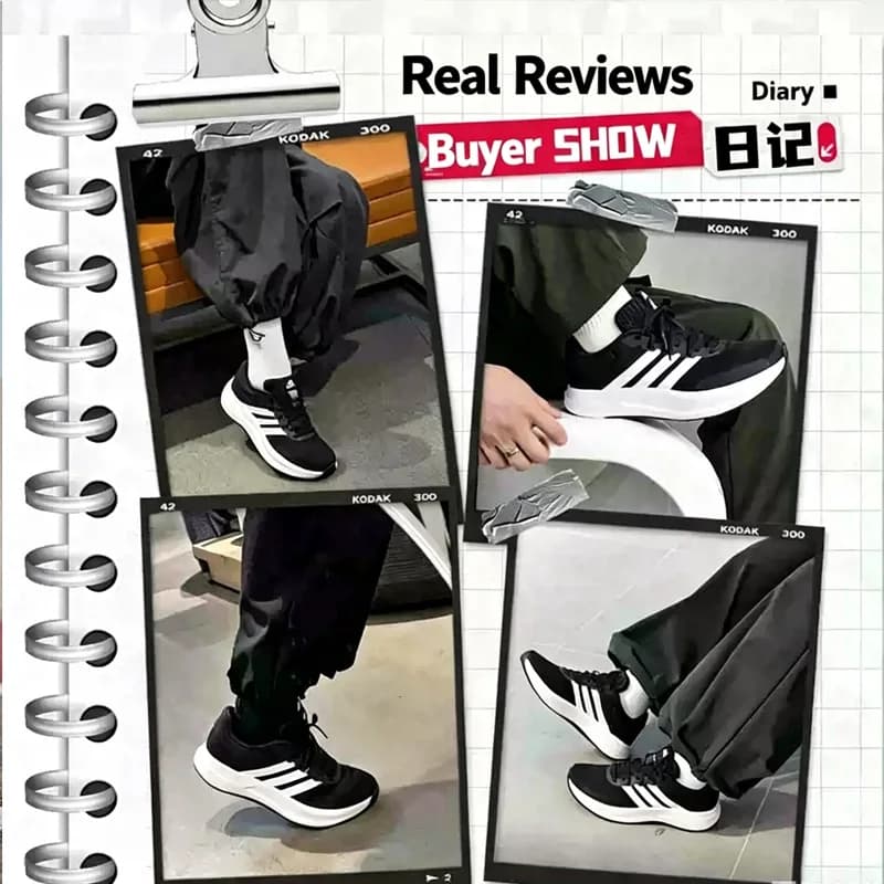 Adidas JH5554 Mens Sports Sneakers Black White Mesh Upper Rubber Sole Lightweight Jogging Walking Casual Running Footwear