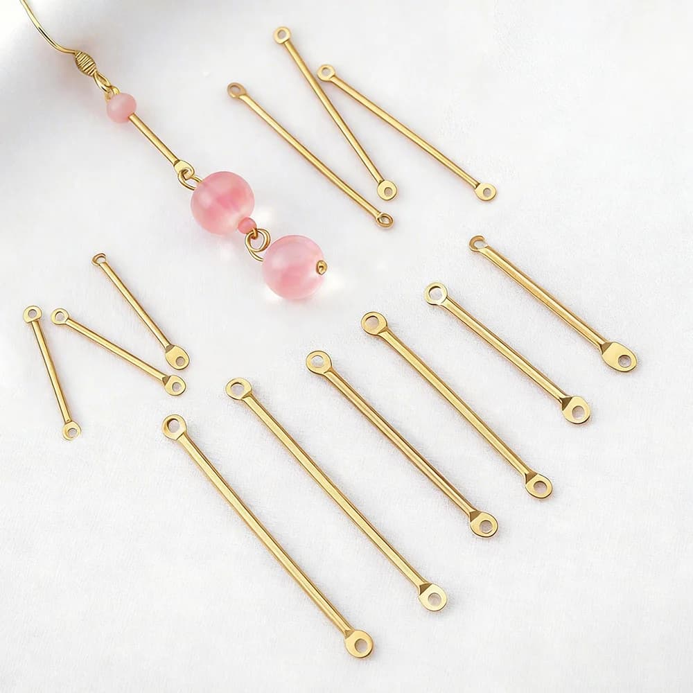 20 Parts Stainless Steel Bar Connectors 15/20/25/30mm with Double Hole, PVD, for Creation of Pendant Earrings and Fai-da- ♪