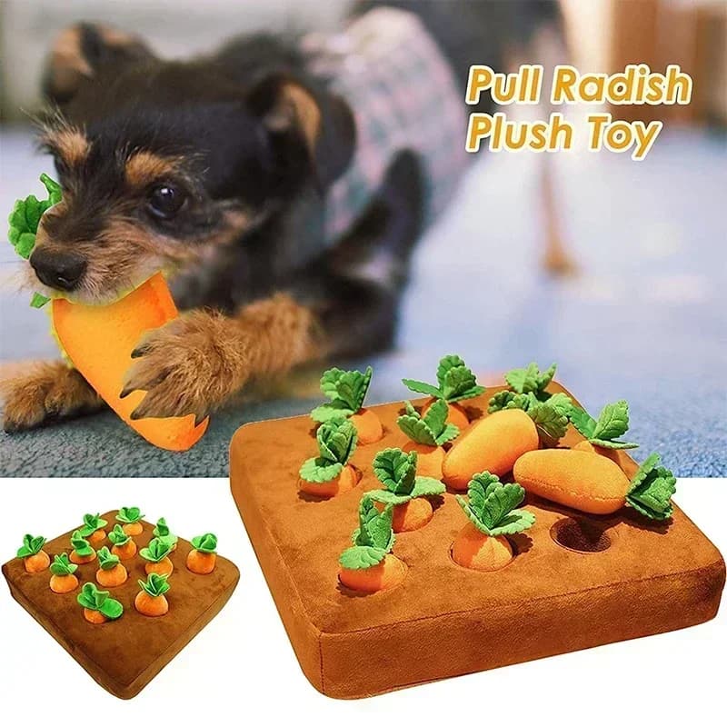 Innovative Dog Snuffle Mat Toy Plush Carrot Interactive Pet Mat Vegetable Field Pull Radish Carrot Design for Dogs