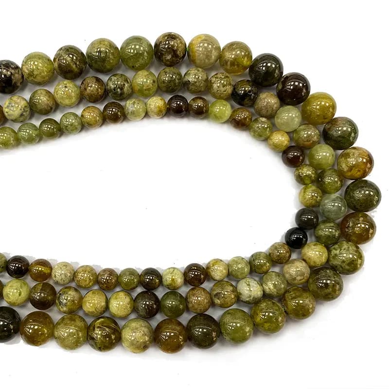 Wholesale Green Garnet Round Natural Gem Stone Beads For Jewelry Making DIY Women's Bracelet Necklace Charms 6/8/10MM 15''
