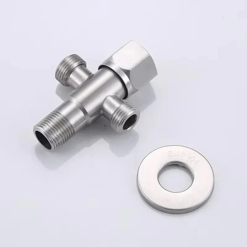 Accessori per rubinetti con valvola triangolare ad apertura rapida per bagno in acciaio inossidabile Valvola ad angolo a due vie Ingresso acqua con filettatura G1/2