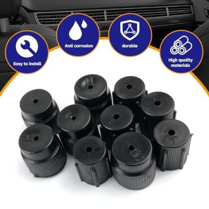 Kit tappo porta di ricarica CA per auto 10 pezzi - R134a 13mm/16mm Coperchi di tenuta per protezione sistema antipolvere lato alta e bassa pressione