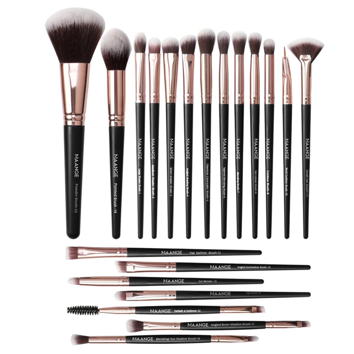 MAANGE 20 Pieces Make-up Brushes, Professional Brushes for Fondotinta, Cipria, Umbrella, Face Brushes, Travel Tools
