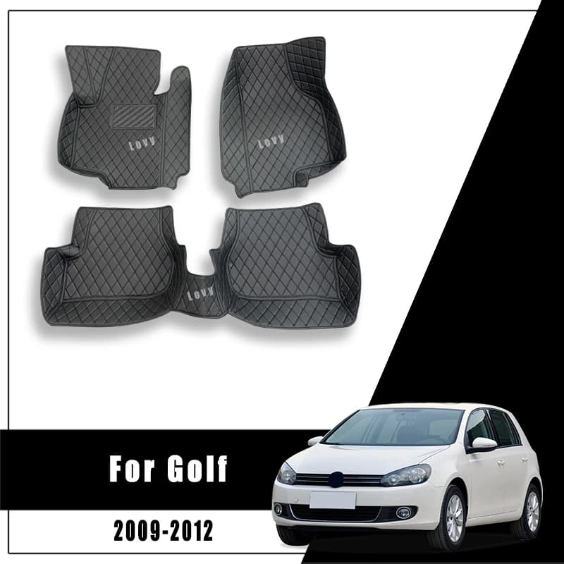 Tappetini per Auto e Bagagliaio in Pelle per Volkswagen VW Golf 6 2009-2012, Accessori Interni Auto