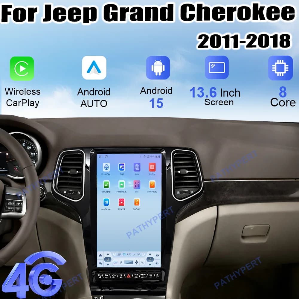 13.6 "Android 15 Schermo Carplay Per Jeep Grand Cherokee 2011-2018 Radio 2 Din Lettore Multimediale Per Auto Stereo di Navigazione GPS DSP 4G
