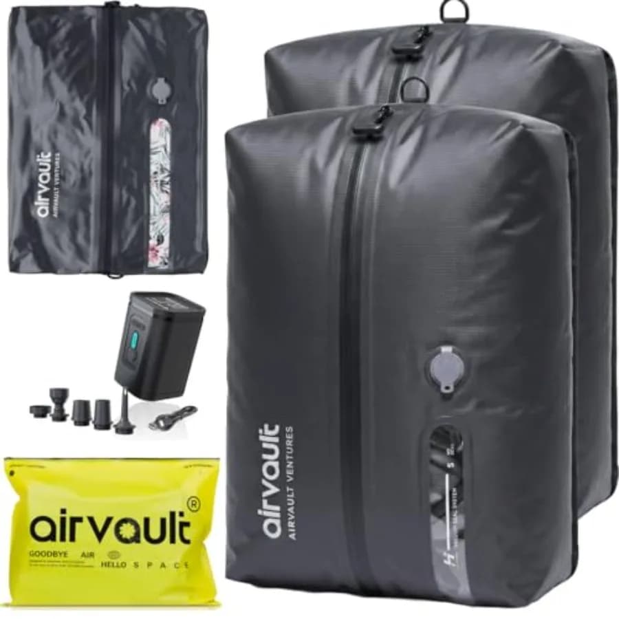 AirVault Sacca Sottovuoto Riutilizzabile per Valigie e Zaini, Impermeabile IP67, Salvaspazio, in Materiale Riciclato