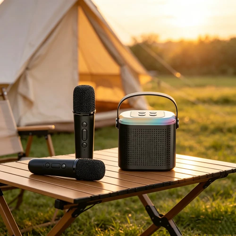 Karaoke Machine Portable 5.3 PA Speaker System Wireless Microphones Home Family Singing Children's Gifts