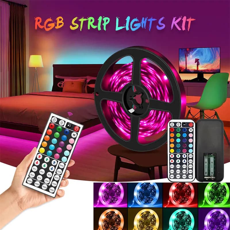 Strisce LED RGB 5V, Illuminazione Colorata per Atmosfera con Telecomando a 44 Tasti per Casa, Camera da Letto, TV e Decorazioni