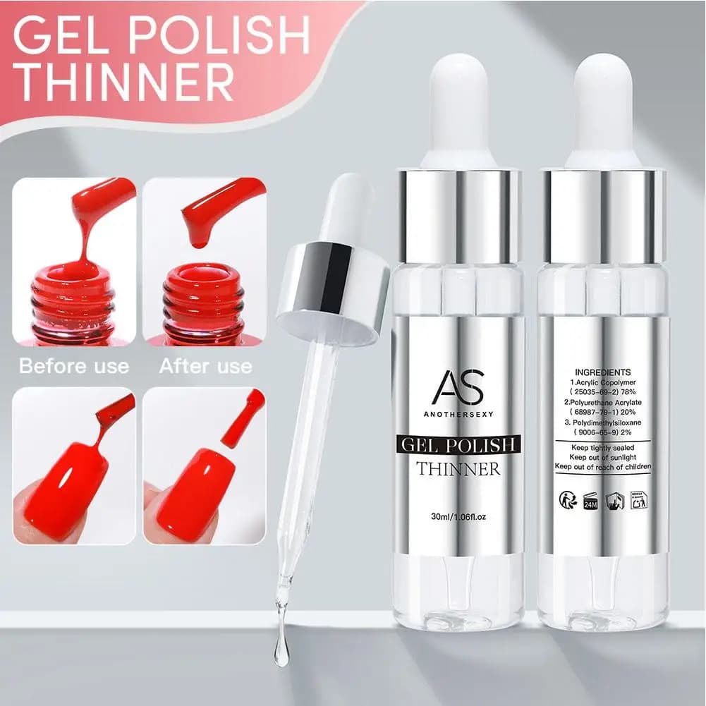 AS 30ml Clear Color Gel Polish Thinner Professional Nail Supplies Gel Mix Varnish Gel Nail Polish for Adjust Consistency Salon
