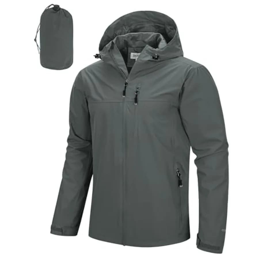 33, 000Feet Men's Packable Rain Jacket Lightweight Rain Shell Jacket with Hood Waterproof Raincoat for Cycling