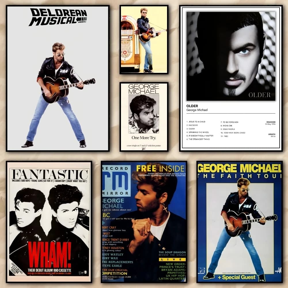 Singer G_George M_Michael Painting Calligraphy High Quality Canvas Poster Wall Art For Office Restaurant Home Decoration Set