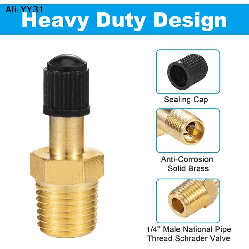 【WG】Valvola di Riempimento per Serbatoi Compressore d'Aria 1/4 NPT 1/8 NPT, Valvola Schrader in Ottone (M), Connettore Gonfiatore per Valvole Pneumatici Auto