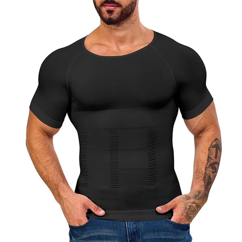 Uomo Body Shaper Camicie a compressione stretta Controllo della pancia Addome Dimagrante Modellatura Supporto per la schiena Ginecomastia Ridurre le tette Biancheria intima
