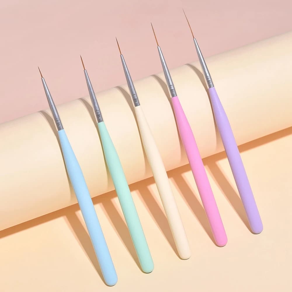 5 pezzi di pennelli per nail art a strisce set di pennelli per pittura fine disegno a strisce punte di design per nail art penna per salone di bellezza manicure fai da te