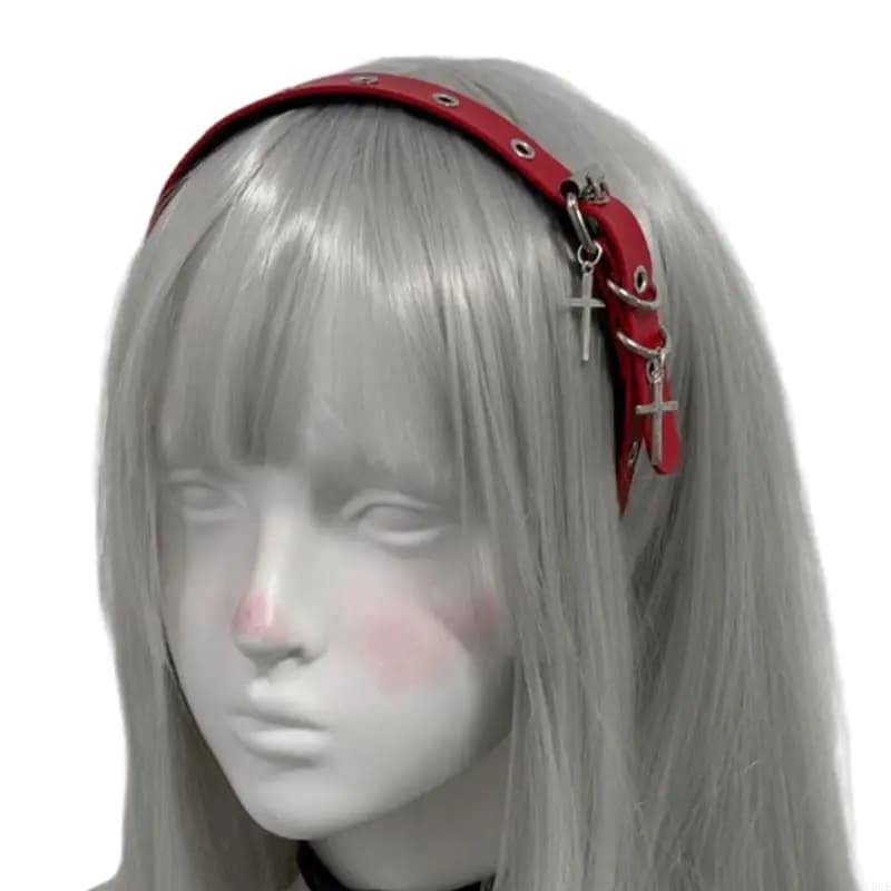 Cerchio per capelli gotico con croci dal design spigoloso, accessorio unisex