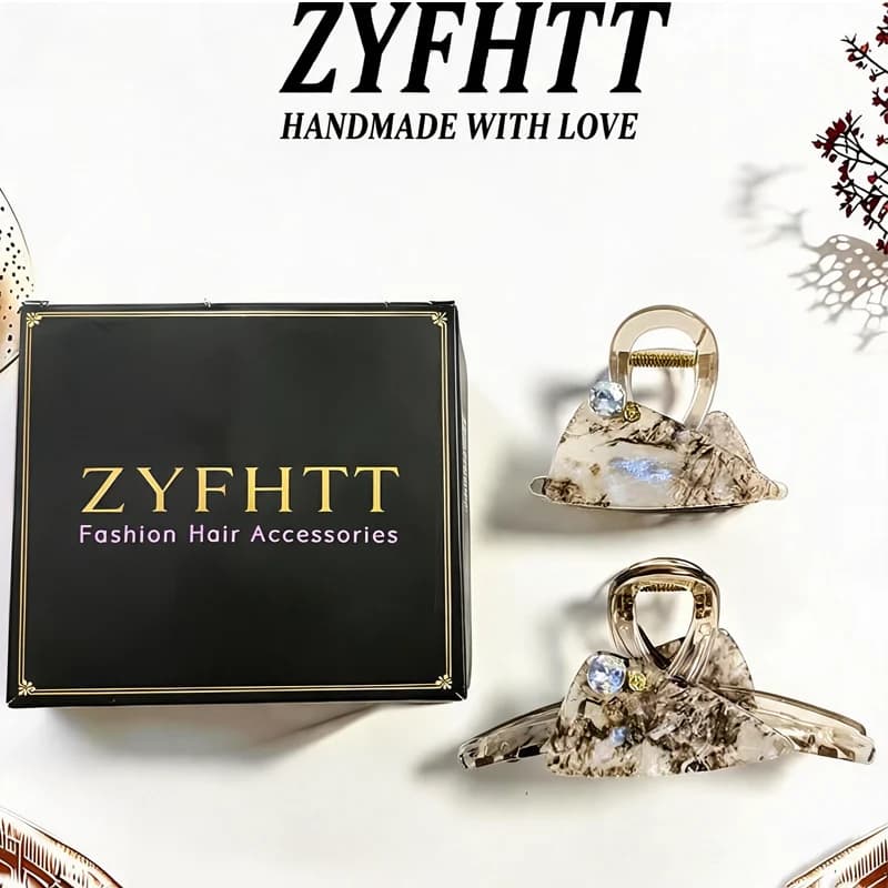 2pcs/set Gift Box ZYFHTT Iridescent Quicksand Hair Claw Clips for Women Retro Triangle Shark Clip Fashion Girls Hair Clamp