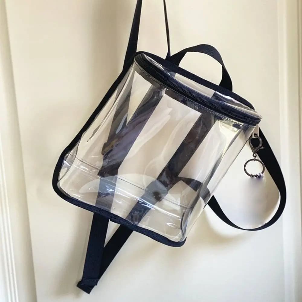Zaino Trasparente in PVC Grande Capacità, Borsa Impermeabile per Nuoto e Spiaggia, Stile Ins, con Cerniera, per Scuola