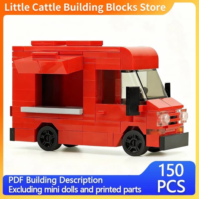 City Car Model MOC Building Bricks American Mobile Food Truck Modular Technology Children Holiday Gifts Assemble Toys Suit