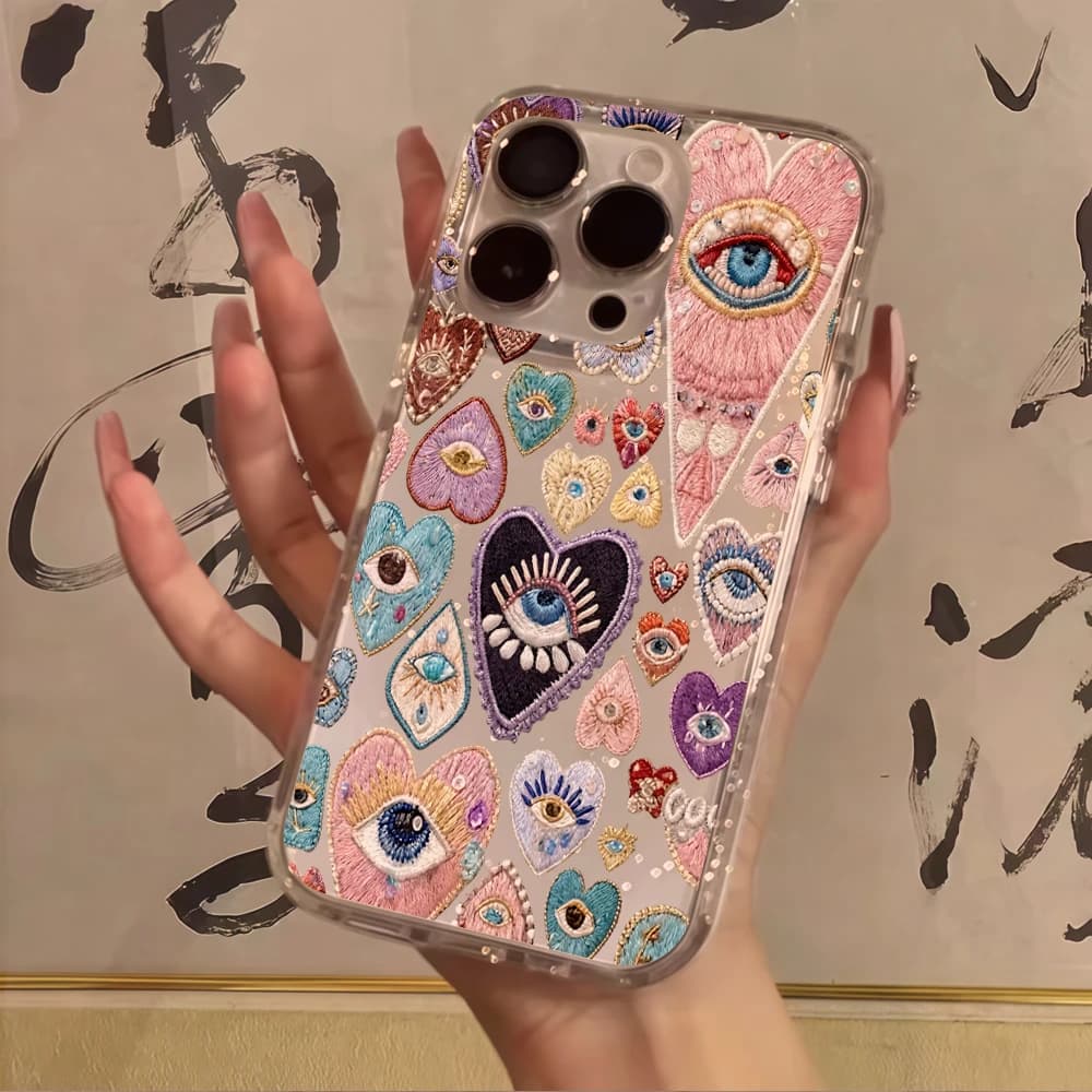 Luxury 11:11 Evil Eye Clear Glitter Phone Case For iPhone 17 15 13 16 12 11 14 Pro Max XR X 17 Air 16e Cases Shockproof Cover