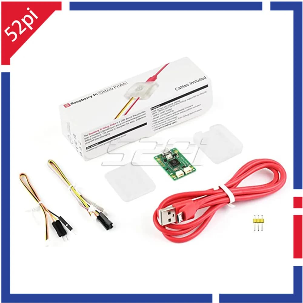 Debug USB 52Pi probe package compatible with Raspberry Pi Pico/Pico W, based on RP2040 microcontroller