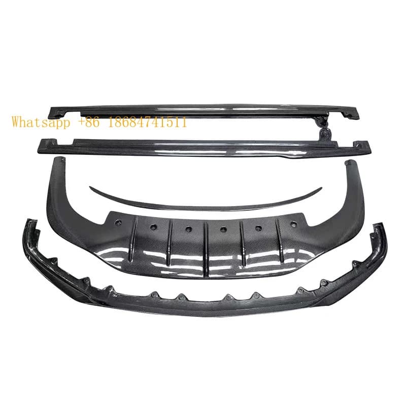 2018-2025 GT W12 Style Carbon Fiber Body Kit Front Bumper Lip Rear Diffuser Side Skirt Wing