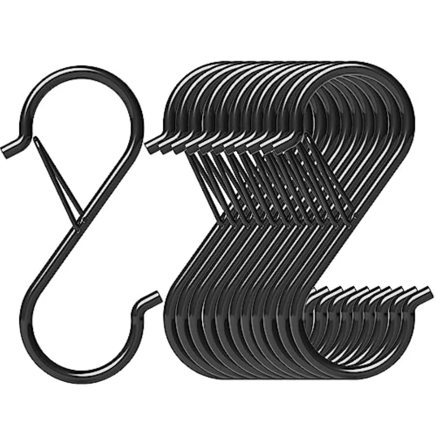 Confezione da 12 Ganci a S in Metallo Resistente da 3,5 Pollici con Fibbia di Sicurezza per Appendere Utensili da Cucina/Piante/Padelle e Pentole/Vestiti, Cappelli