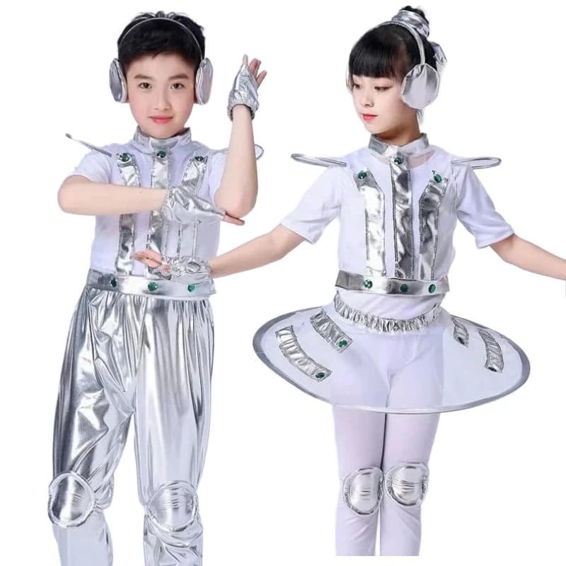 Costume per bambini Robot Space Future Style Ragazzi Ragazze Performance Outfit Alien Halloween Stage Show Party Cosplay Dress Up Clothes