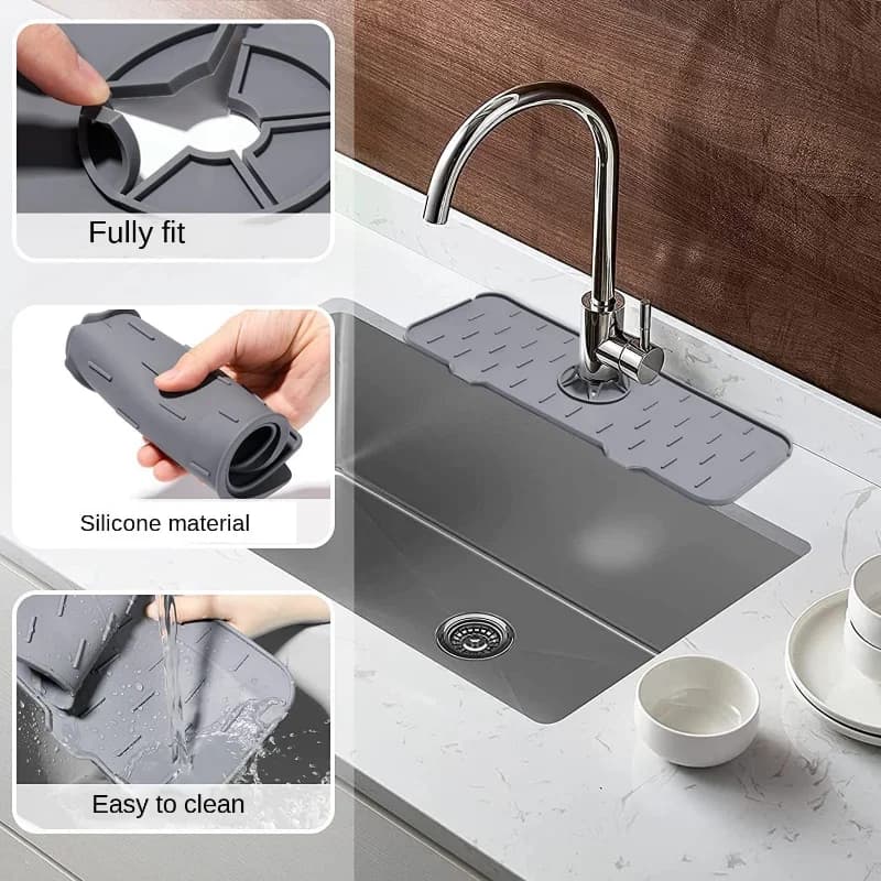 Tappetino in Silicone per Rubinetto, Asciugatura Rapida, Protezione Antispruzzi per Lavello Cucina e Bagno