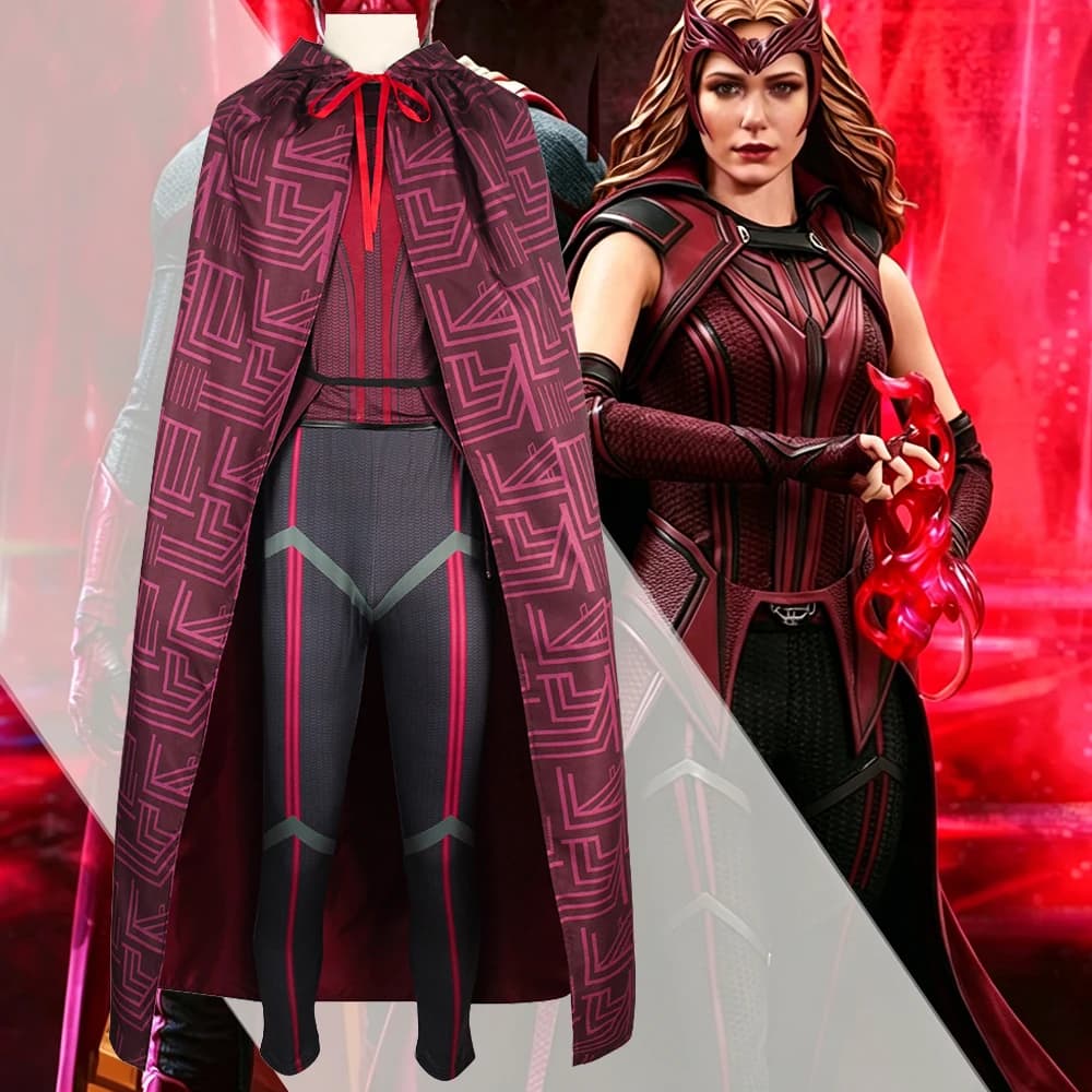 Costume da Cosplay di Scarlet Witch Maximoff, Giacche Trench per Costume di Halloween, Comic Con, Performance sul Palco