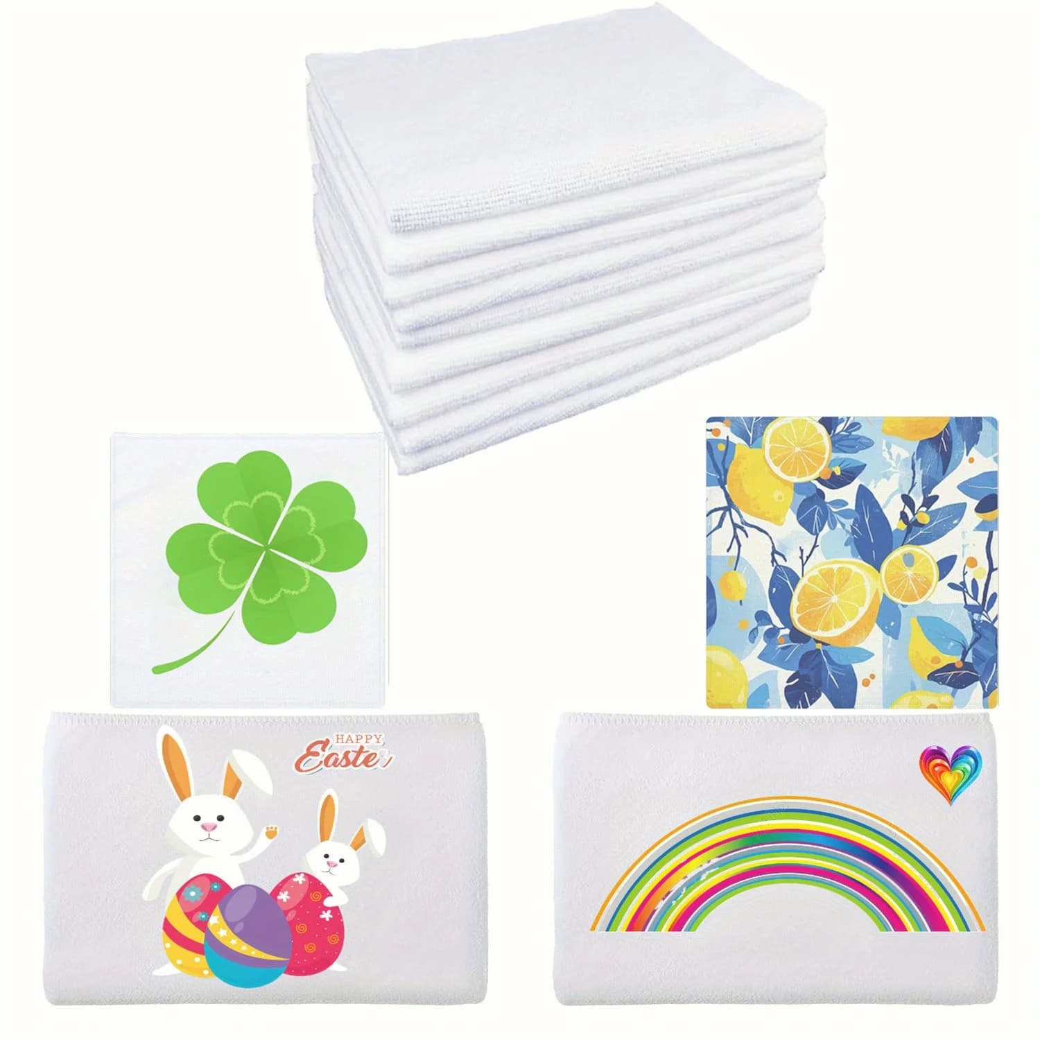 5pcs Sublimation Blank Towels for DIY Printing, Soft Absorbent Towels for Kitchen, Bathroom, and Cleaning Supplies