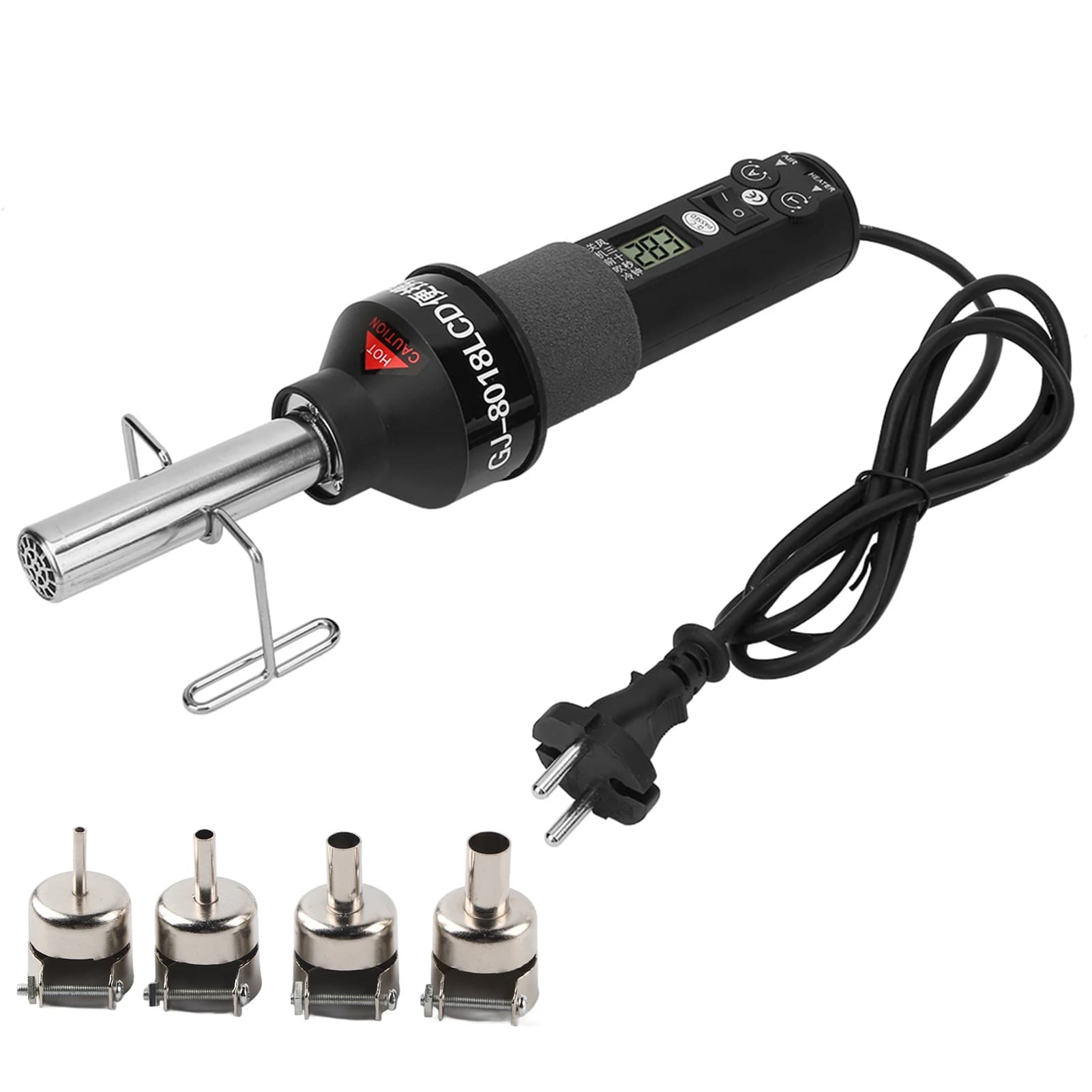 Pistola ad Aria Calda Elettronica Regolabile da 450W con Display LCD, Stazione di Saldatura e Dissaldatura per IC SMD BGA