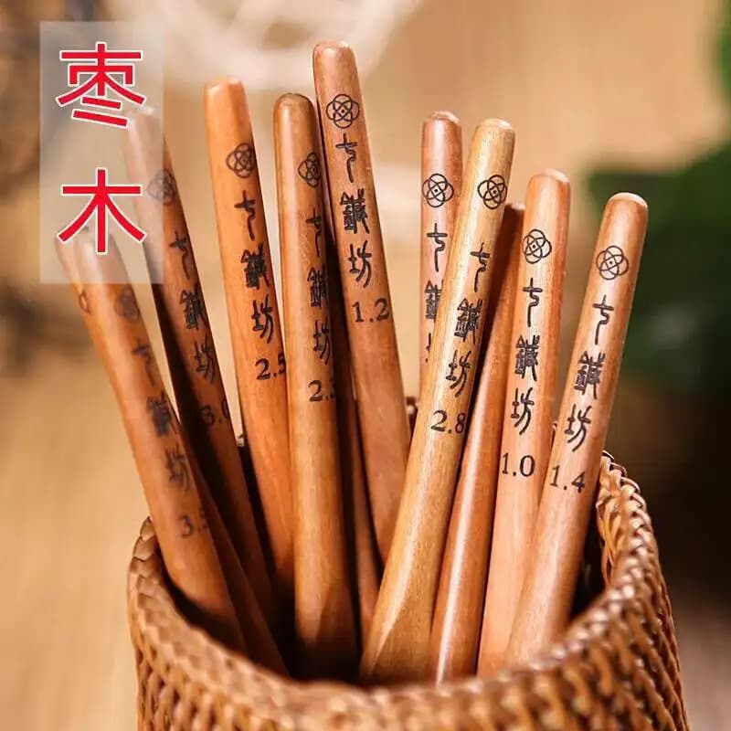 Uncinetti in legno di giuggiola manico corto in acciaio inossidabile testa all'uncinetto maglione per maglieria aghi strumento per cucire fai da te regalo per mamma moglie