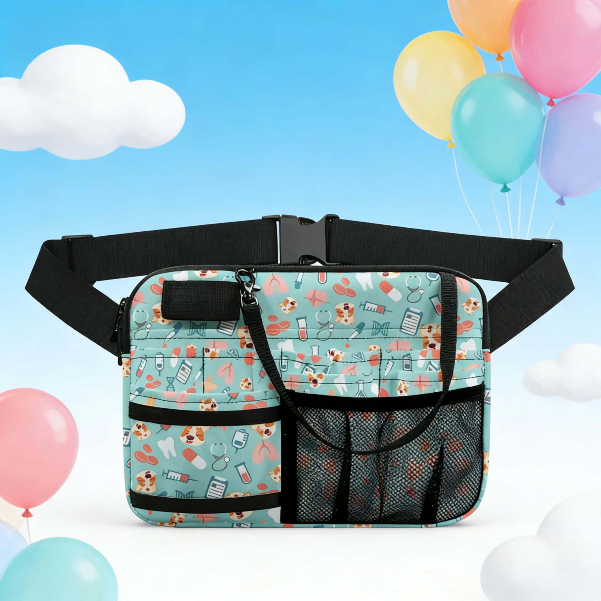 Borsa da Infermiera con Design Gatto Carino, Marsupio Medico da Lavoro, Organizer Multi-Tasca per Forniture Mediche
